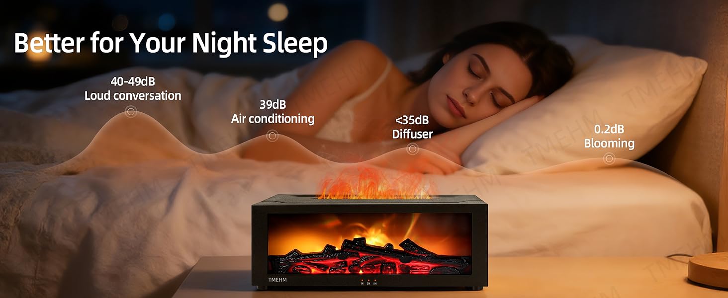 Essential Oil Diffuser Flame Colorful Water Vapor Fireplace Diffusers Fire Humidifier for Aromatherapy Aroma Therapy Machine (Black Fireplace (Long Version)