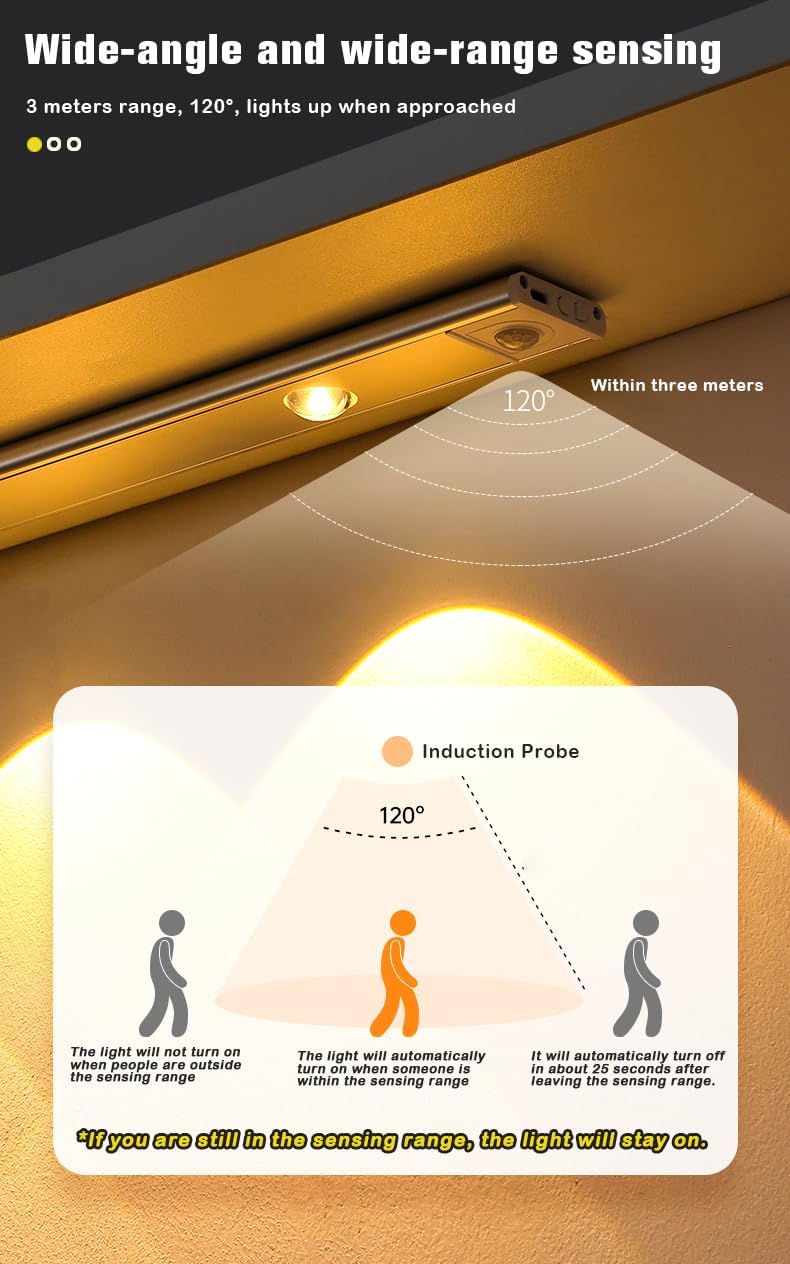 Rechargeable Kitchen Led Motion Sensor Under Cabinet Aluminum Profile Linear Light Strip Lamp with Motion Detector for Cabinet