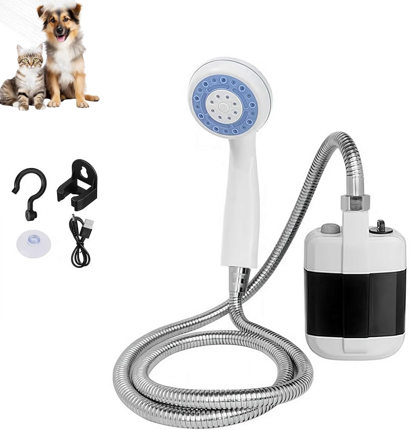 Portable Camping Shower Pump - USB Rechargeable Outdoor Shower Head Sprayer, Experience Refreshment Anywhere, Perfect for Camping, Hiking, Travel, Car Washing & Pet Cleaning