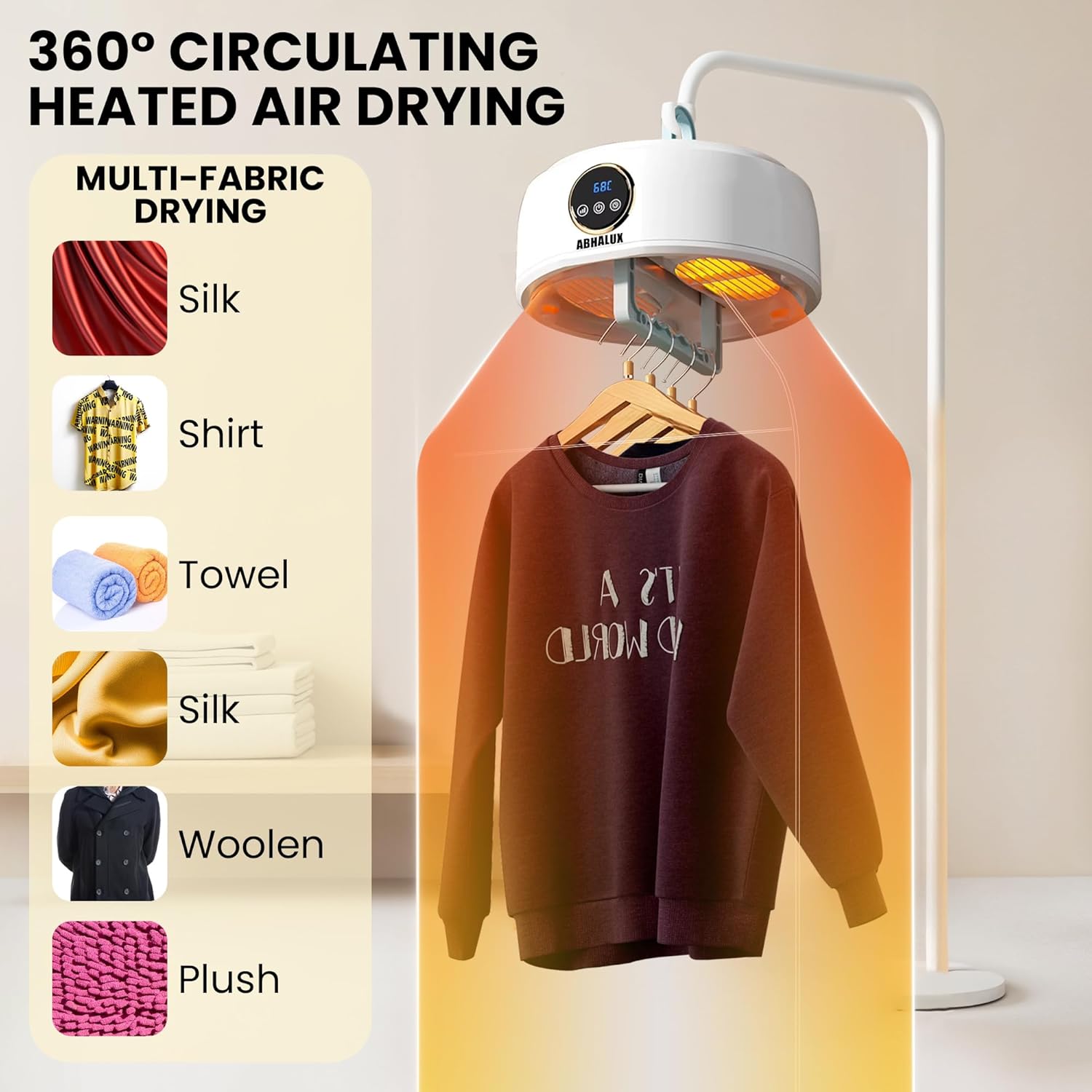 Portable Clothes Dryer, Fast Quiet Drying - Mini Electric Clothes & Laundry Dryer Machine for Apartment, Travel and RV, with Adjustable Timer, Energy Saving and Overheat Protection