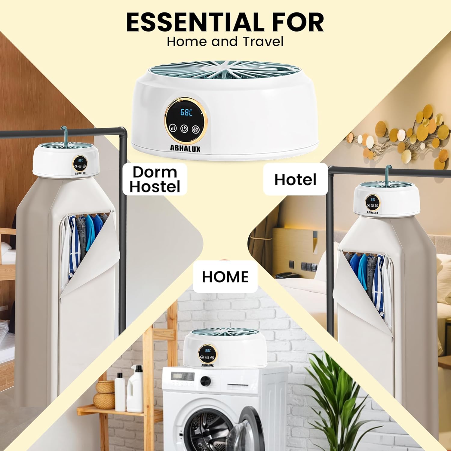 Portable Clothes Dryer, Fast Quiet Drying - Mini Electric Clothes & Laundry Dryer Machine for Apartment, Travel and RV, with Adjustable Timer, Energy Saving and Overheat Protection