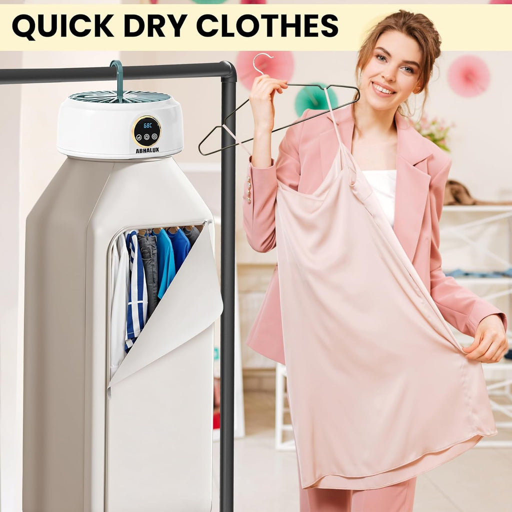Portable Clothes Dryer, Fast Quiet Drying - Mini Electric Clothes & Laundry Dryer Machine for Apartment, Travel and RV, with Adjustable Timer, Energy Saving and Overheat Protection
