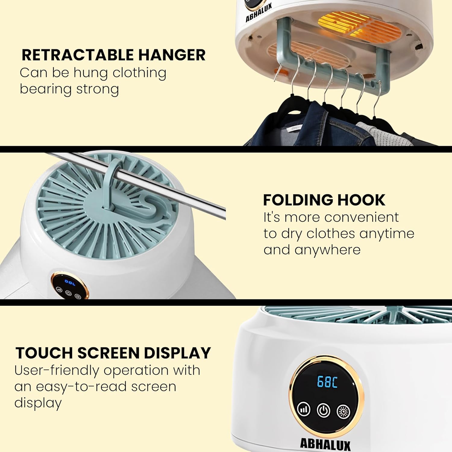 Portable Clothes Dryer, Fast Quiet Drying - Mini Electric Clothes & Laundry Dryer Machine for Apartment, Travel and RV, with Adjustable Timer, Energy Saving and Overheat Protection