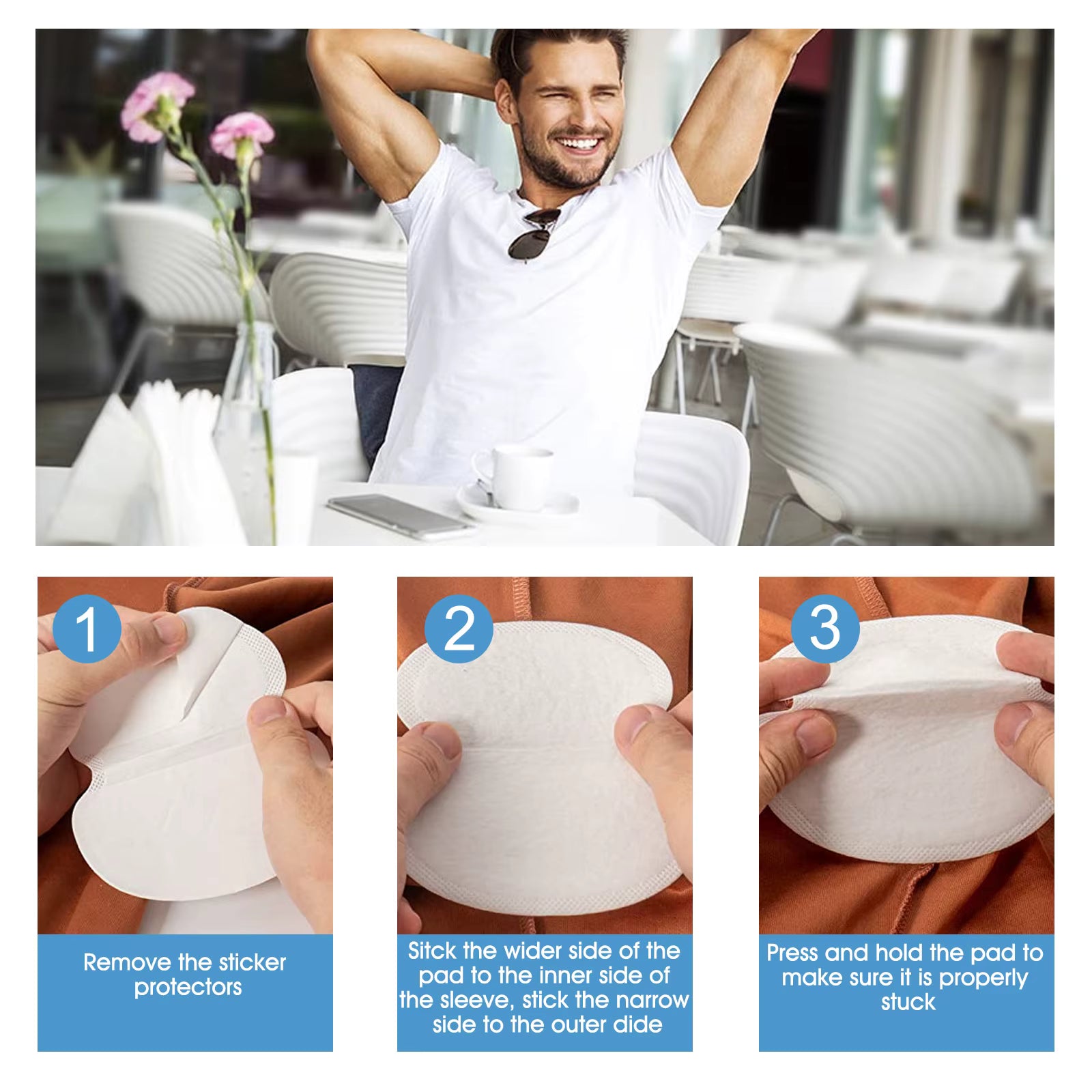 Armpit Sweat Pads for Women and Men, Underarm Sweat Pads can Easily Absorb Sweat and Neutralize Odors, Individually Packaged Sweat Pads for Under Arms Stay Confident