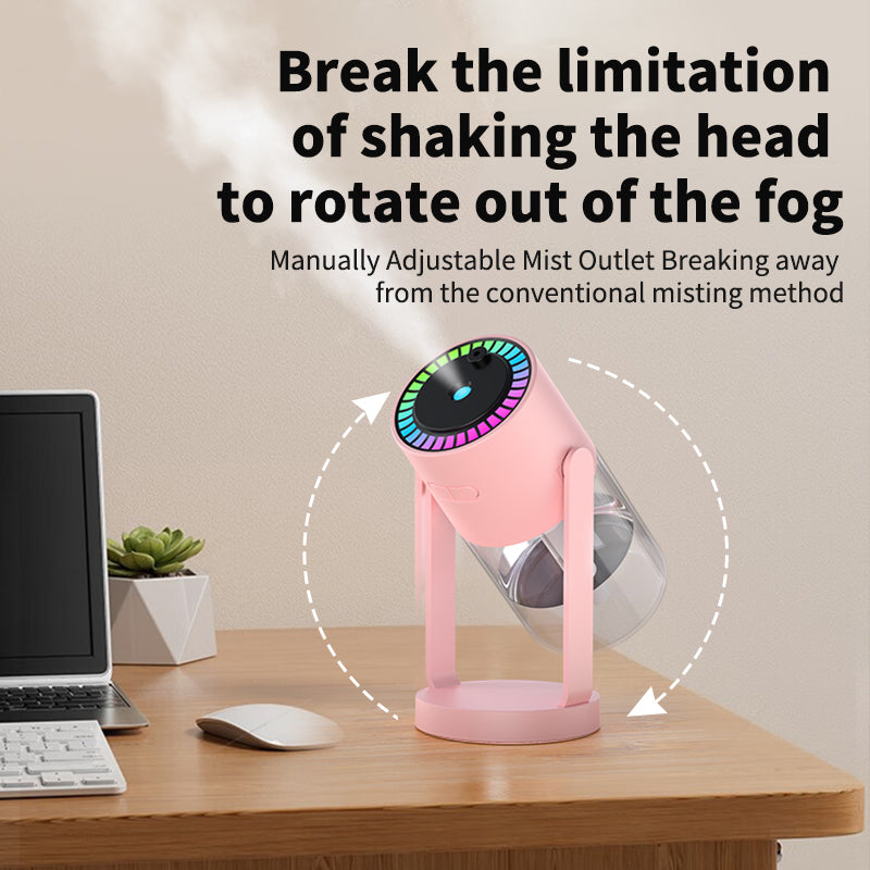 Starry Sky USB-Powered Humidifier with LED Star Projector, 7-Color Rainbow Mood Light, Adjustable Mist Angle, Quiet Cool Mist for Bedroom, Car & Office & Car (White)