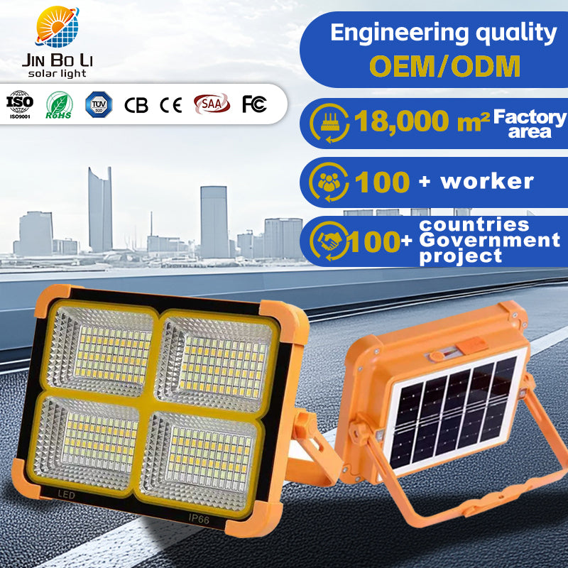 Portable Emergency Lighting, Rechargeable High-power Floodlight, Outdoor Tent Camping Handheld Lamp, Solar Camping Lamp, IP66 Waterproof 4 Modes LED Job Site Lighting Flashlights for Mechanic Camping Fishing Car Repair