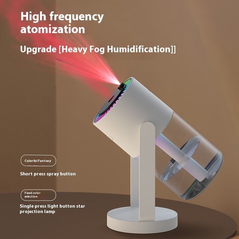 Starry Sky USB-Powered Humidifier with LED Star Projector, 7-Color Rainbow Mood Light, Adjustable Mist Angle, Quiet Cool Mist for Bedroom, Car & Office & Car (White)
