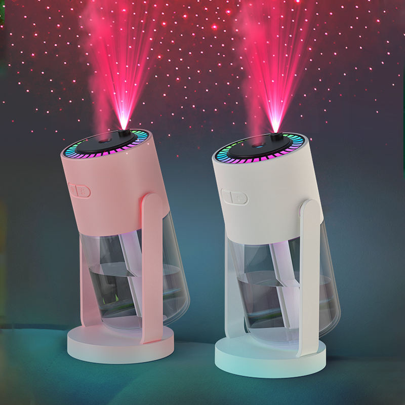 Starry Sky USB-Powered Humidifier with LED Star Projector, 7-Color Rainbow Mood Light, Adjustable Mist Angle, Quiet Cool Mist for Bedroom, Car & Office & Car (White)