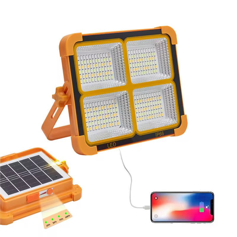 Portable Emergency Lighting, Rechargeable High-power Floodlight, Outdoor Tent Camping Handheld Lamp, Solar Camping Lamp, IP66 Waterproof 4 Modes LED Job Site Lighting Flashlights for Mechanic Camping Fishing Car Repair